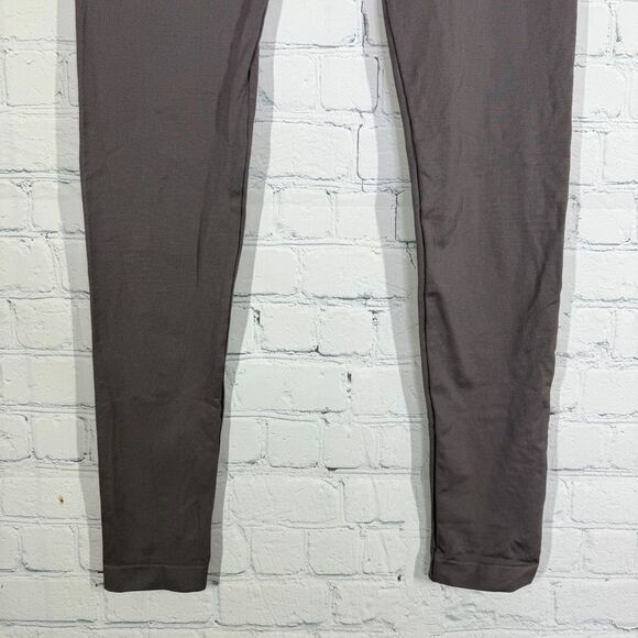 Gymshark Seamless Leggings Women Medium Brown Red Waistband Logo Activewear Gym - Picture 8 of 12